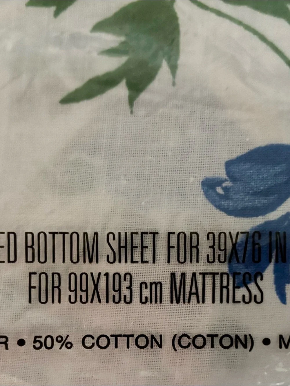 Vintage Cannon Monticello Twin Fitted Sheet soft blue/green/pink floral on white